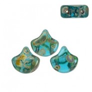 Ginko Leaf Beads 7.5x7.5mm Aquamarine picasso